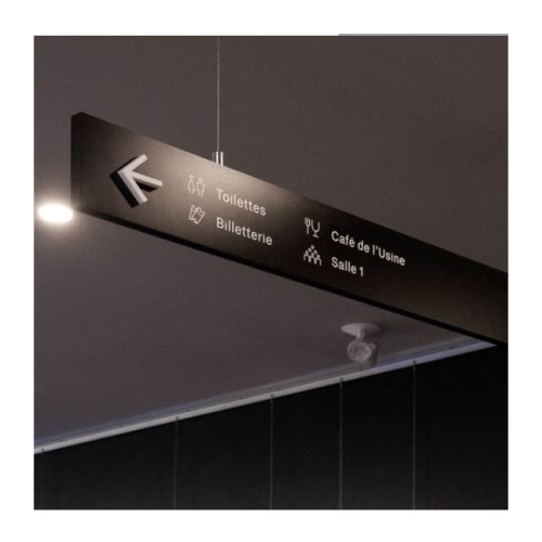 Custom-hung wayfinding signage