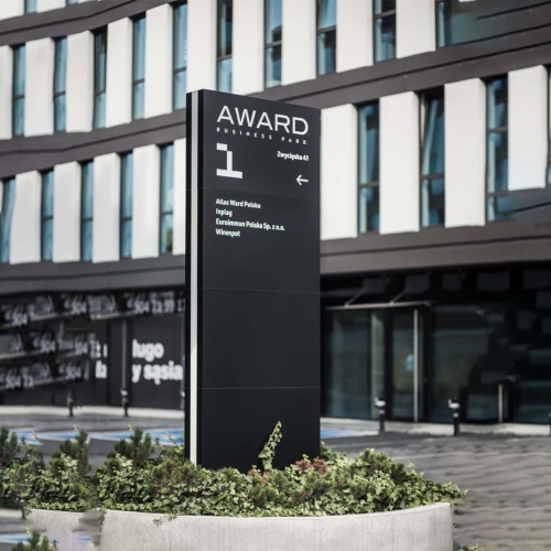 Custom outdoor wayfinding system signage
